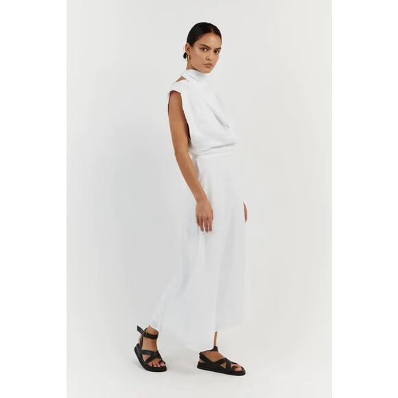 DISSH Alessi white linen midi dress 6 - Picture 2 of 7